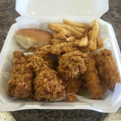 Anthony's Past Time Cafe - Lemonpepper Chicken Wings basket. 7 wings, 1 roll and Fries