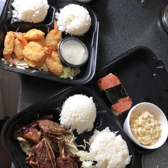 Today Hawaiian BBQ - Fried shrimp, BBQ short ribs, and a spam mitsubi - Barbeque Near Me - Thornton, Colorado Today Hawaiian BBQ - Fried shrimp, BBQ short ribs, and a spam mitsubi - Barbeque Near Me - Thornton, Colorado