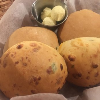 Chef Rick's - Up front : Jalapeño Cheddar rolls. On the back: regular rolls. Butter. - New American Near Me - Orcutt, California