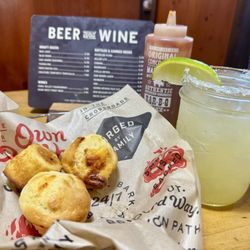 Cheese rolls and house margarita
