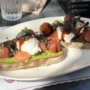 Beach Plum Kitchen - Trued the avocado toast w poached eggs. My usual and favorite is the California eggs Benedict was tons of added veggies. - New American Near Me - Carlsbad, California
