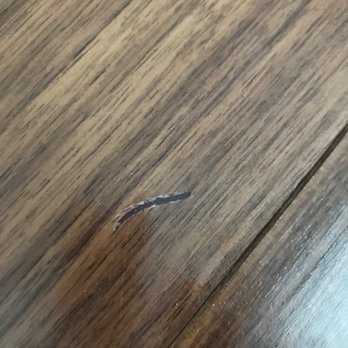 Floors & Kitchens Today - Gouge made by installers that they tried to fill with putty and stain - Flooring Near Me - Auburn, Massachusetts