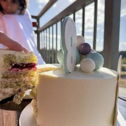 Sweet Crumbles Bakery - Pistachio Raspberry cake. My daughter loved it!