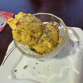 Cafe Vanak - Saffron pistachio ice cream - Halal Near Me - Belmont, Massachusetts
