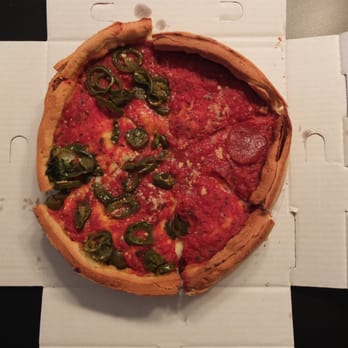 Giordano's - a small: half pepperoni, half jalapenos, sausage, spinach - Pizza Near Me - Chicago, Illinois