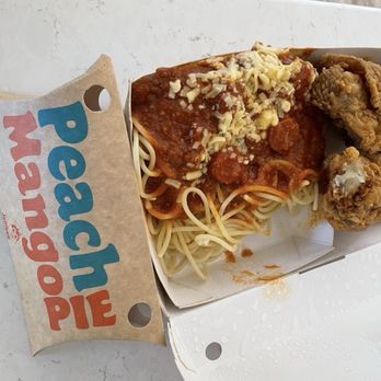 Jollibee - Peach mango with two piece chicken and spaghetti - Chicken Shop Near Me - Chandler, Arizona