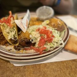Junction Restaurant - Mexican combo plate with beef taco, chili rellano and cheese enchilada $14.95