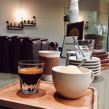 Sharp Specialty Coffee - Wash processed Kenyan pour over: delic. Vanilla affogato: sooo delic! - Coffee & Tea Near Me - Los Angeles, California