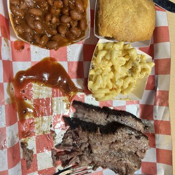 Pigsty BBQ - Generous cut of brisket. Nice and fatty, w great flavor. Beans were great, mac and corn bread. - Barbeque Near Me - Boynton Beach, Florida