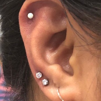 Lulu Ave - Changed my helix jewelry and did one more lobe piercing (very top) you can see how lulus studs are better compared to Claire's diamond studs - Piercing Near Me - Long Beach, California