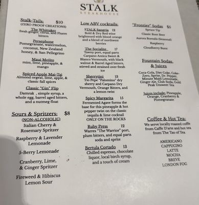 Menu photo 1 Stalk Steakhouse Eagle River, AK