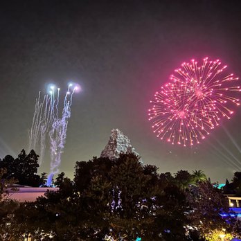 Tomorrowland Skyline Lounge - View of fireworks from table. - Amusement Parks Near Me - Anaheim, California Tomorrowland Skyline Lounge - View of fireworks from table. - Amusement Parks Near Me - Anaheim, California