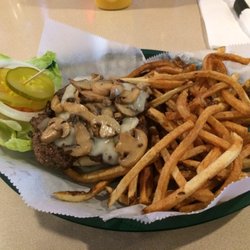 The Locker Room Bar & Grill - This Mushroom Swiss Burger Special was only $6.00