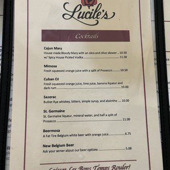Lucile's Creole Cafe - Cocktail menu - Cajun/Creole Near Me - Fort Collins, Colorado