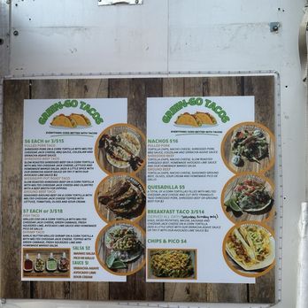 Green Go Tacos - Deceiving menu imagery - Food Trucks Near Me - Eugene, Oregon