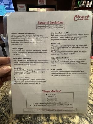 Menu photo 3 Crest Bar & Grill Bakersfield, CA