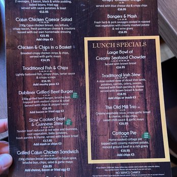 The Old Mill Restaurant - Menu - Seafood Near Me - Dublin, D The Old Mill Restaurant - Menu - Seafood Near Me - Dublin, D