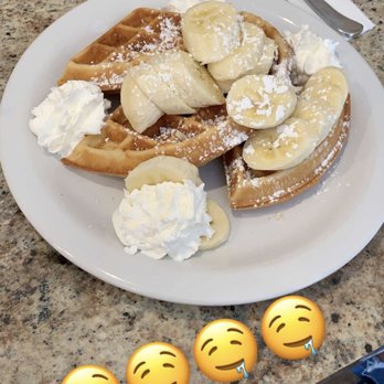 The Cracked Egg Cafe - Belgian waffle with bananas - Breakfast & Brunch Near Me - Galloway, New Jersey