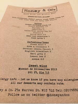 Menu photo 7 Honey & Co. London, XGL
