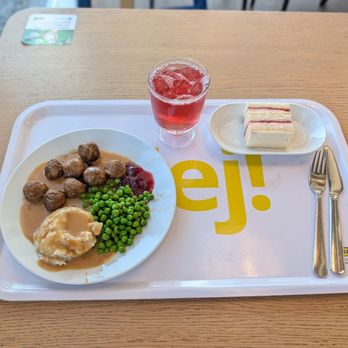 Ikea - Swedish meatballs meal, with a raspberry cake slice and a lingon beverage - Home Decor Near Me - Etobicoke, Ontario