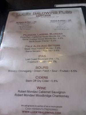 Menu photo 5 Lucky Baldwin's Pub Pasadena, CA Menu photo 5 Lucky Baldwin's Pub Pasadena, CA