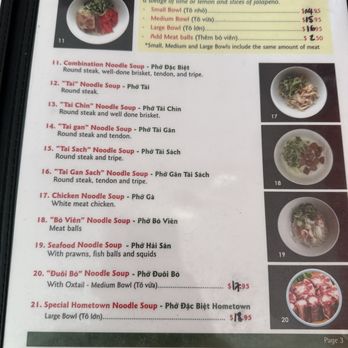 Hometown Noodle - Menu 5/2024 - Vietnamese Near Me - Redwood City, California