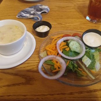 Old Mill Restaurant - Corn chowder and salad - American Near Me - Pigeon Forge, Tennessee