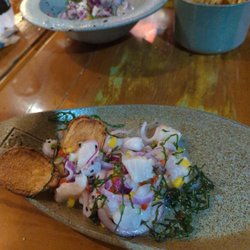 Ginger Mamut - Ceviche tropical and a side of homemade potato chips