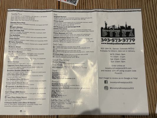Menu photo 1 Brooklyn's Finest Pizza Denver, CO Menu photo 1 Brooklyn's Finest Pizza Denver, CO