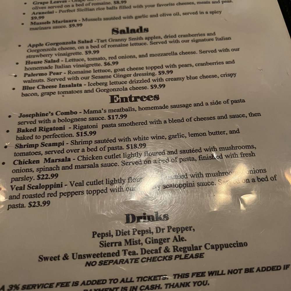 Josephine's - Weekly Menu - Italian Near Me - Kitty Hawk, North Carolina Josephine's - Weekly Menu - Italian Near Me - Kitty Hawk, North Carolina