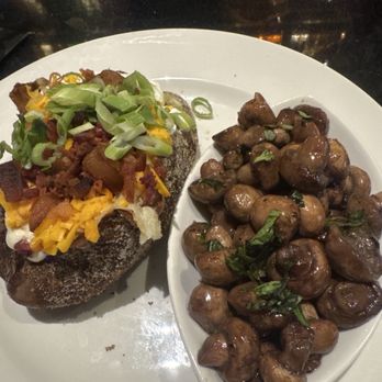Firebirds Wood Fired Grill - Loaded Baked Potato and Port Mushrooms - Steakhouses Near Me - Hoover, Alabama