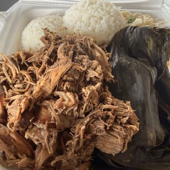 Young Hawaiian BBQ - Great portioned Lau Lau and Kalua plate - Hawaiian Near Me - Chino, California