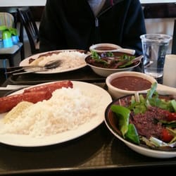 Sweet Spot Bakery & Cafe - Brazilian sausage an tri-tip steak with salad and black bean soup