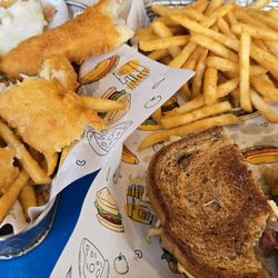 Columbine Bar & Grill - Fish and chips and Reuben sandwich
