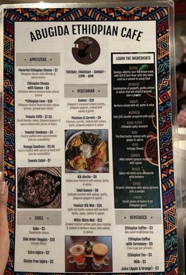 Menu photo 2 Abugida Ethiopian Cafe & Restaurant Charlotte, NC Menu photo 2 Abugida Ethiopian Cafe & Restaurant Charlotte, NC