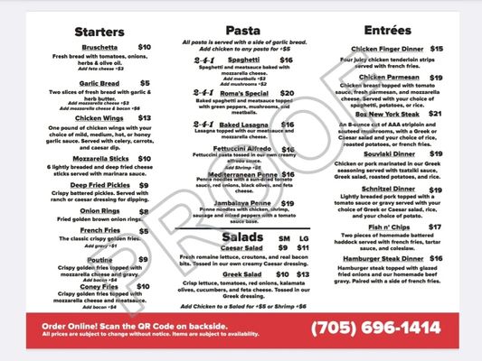 Menu photo 1 Roma's Pizzeria Hastings, ON Menu photo 1 Roma's Pizzeria Hastings, ON