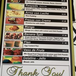 Paleteria Niko - Dessert Menu