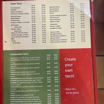 Rolando's Super Taco No 2 - Menu - Mexican Near Me - San Antonio, Texas
