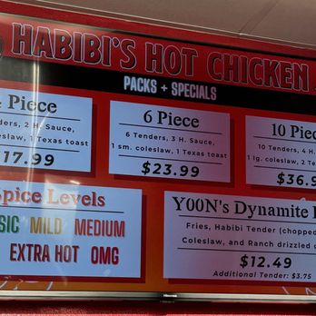 Habibi's Hot Chicken - Menu - Chicken Shop Near Me - Fontana, California Habibi's Hot Chicken - Menu - Chicken Shop Near Me - Fontana, California