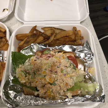 Captain Porky's - Lobster Salad Po Boy Sandwich with Steak Fries - Seafood Near Me - Wadsworth, Illinois