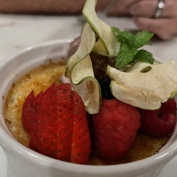 Otto's - Creme brûlée with fruit. - German Near Me - Fredericksburg, Texas