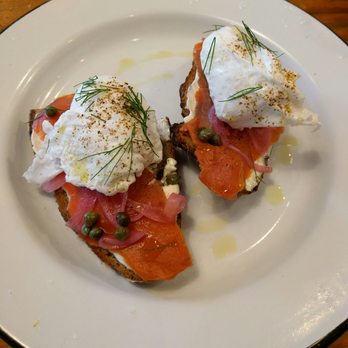 Matchstick Coffee - Smoked salmon, cream cheesecake, pickled onion & capers. - Cafes Near Me - Vancouver, British Columbia