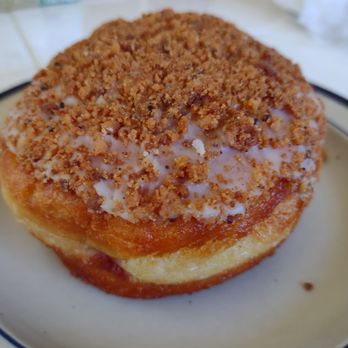 Johnny Doughnuts - Strawberry rhubarb Bismarck with crumble - Donuts Near Me - San Rafael, California
