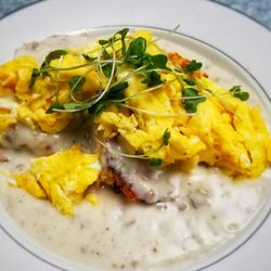 Eggmann's Eatery - Made from scratch Cheddar Biscuits and Gravy