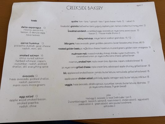 Menu photo 7 Creekside Bakery Novato, CA