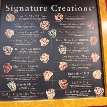 Cold Stone Creamery - 3/14/24 menu. - Ice Cream & Frozen Yogurt Near Me - San Diego, California Cold Stone Creamery - 3/14/24 menu. - Ice Cream & Frozen Yogurt Near Me - San Diego, California