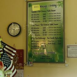 EHT Massage - Pricing Menu