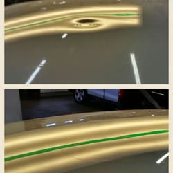 Patriot Dent Repair - Very large hail dent in the roof of a car. 4 inches in diameter. If this had been a door ding, the average cost: $150-$250.