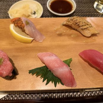 Sushi Wasabi - Golden eye snapper, torched miso cod, tuna assortment - Japanese Near Me - Tustin, California Sushi Wasabi - Golden eye snapper, torched miso cod, tuna assortment - Japanese Near Me - Tustin, California