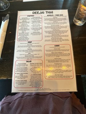 Menu photo 1 Deejai Thai Charlotte, NC